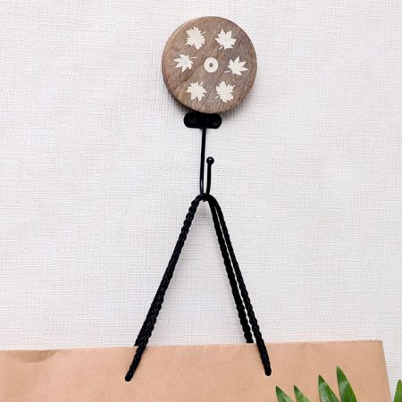 Brown Wooden Leaf Kids Towel Hook
